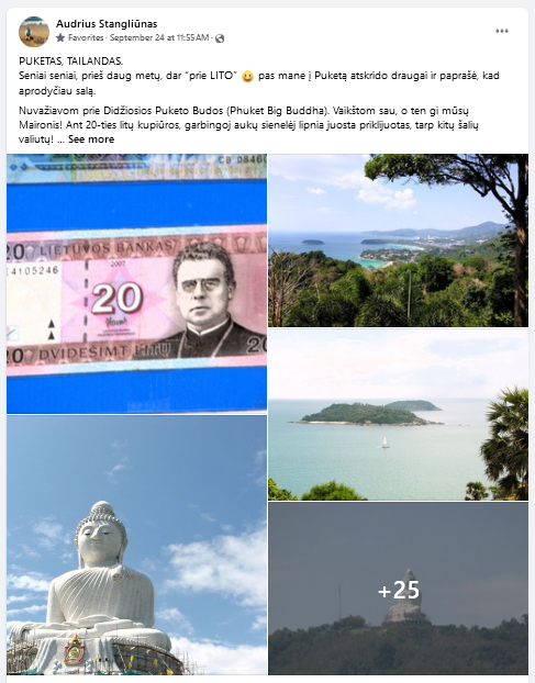 Facebook įrašas